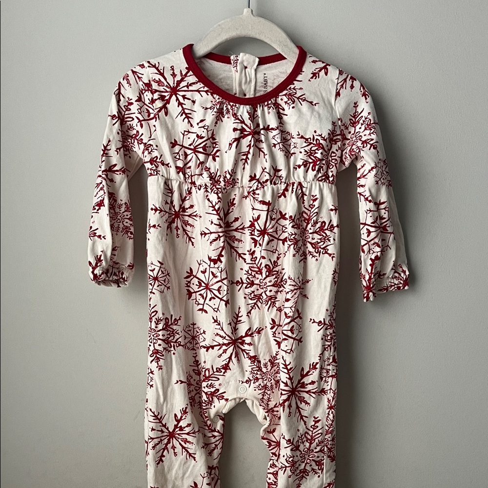 Red and White Snowflake Kids Bodysuit
